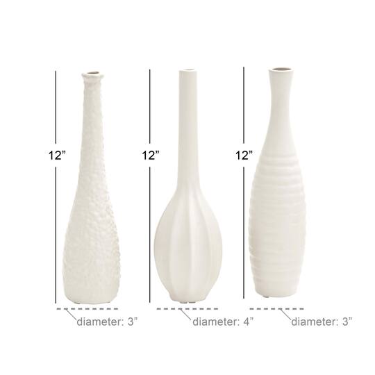 CosmoLiving by Cosmopolitan White Stoneware Modern Vase Set